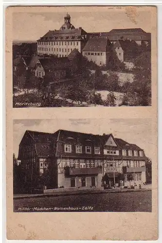 56898 Ak Zeitz Militär Mädchen Waisenhaus und Moritzburg 1945