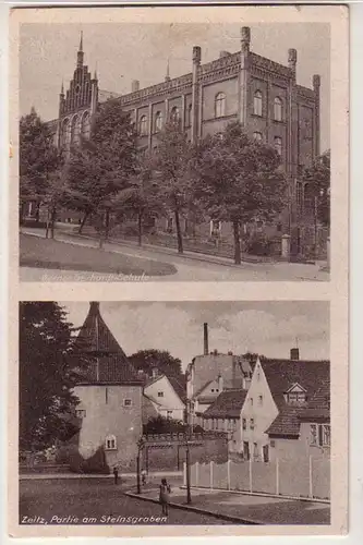 56897 Ak Zeitz Werner Gerhardt Schule, Partie am Steinsgraben um 1930