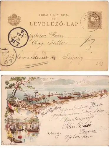 56877 Ganzsachen Ak Lithographie Fiume Rijeka 1898