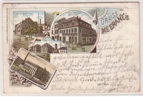 56800 Ak Lithographie Gruß aus Meerane in Sachsen 1898