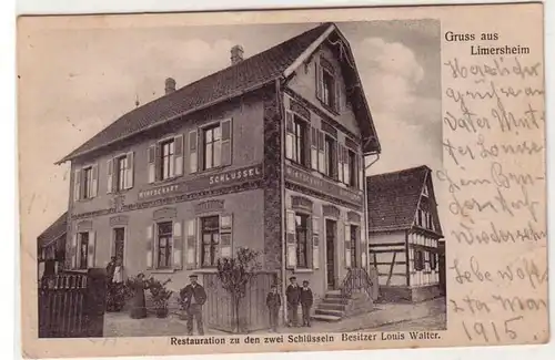 56758 Ak Gruss de Limersheim Restauration aux deux clés 1915