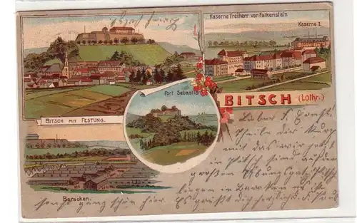 56737 Ak Lithographie Bitsch Lothringen 1904
