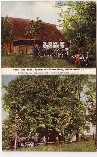 56730 Ak Gruß aus dem Jägerhaus (Bretmühle) Niederzwönitz 1910