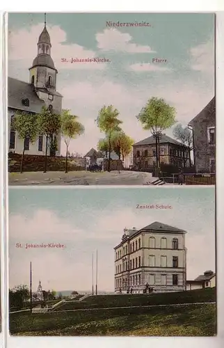 56729 Ak Niederzwönitz St. Johannis - Kirche, Pfarre, Zentralschule 1912