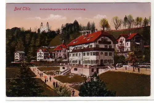 56719 Ak Bad Tölz Kolberbräugarten und Kalvarienberg um 1910