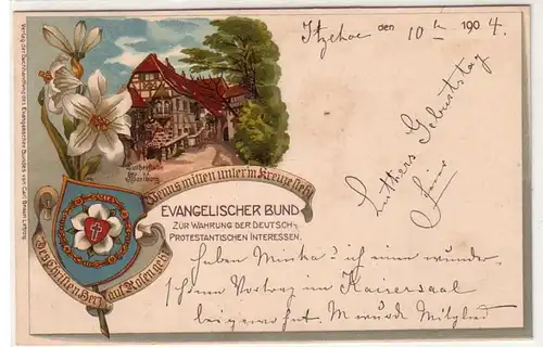 56716 evangelischer Bund Ak Lutherstube an der Wartburg Eisenach 1904