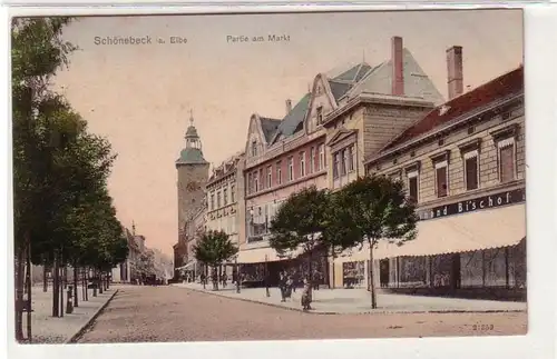 56713 Ak Schönebeck an der Elbe Partie am Markt 1909