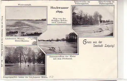 56711 Mehrbild Ak Gruß aus der Seestadt Leipzig Hochwasser 1899