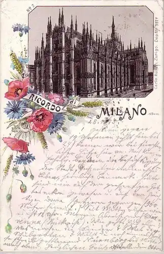 56708 Ak Lithographie Ricordo di Milano 1896