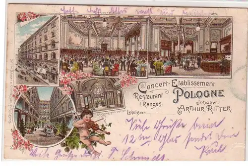 56697 Ak Lithographie Leipzig Concert Etablissement Pologne 1899