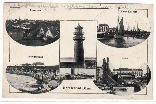 56670 Mehrbild Ak Nordseebad Büsum Hafen, Leuchtturm usw. 1923