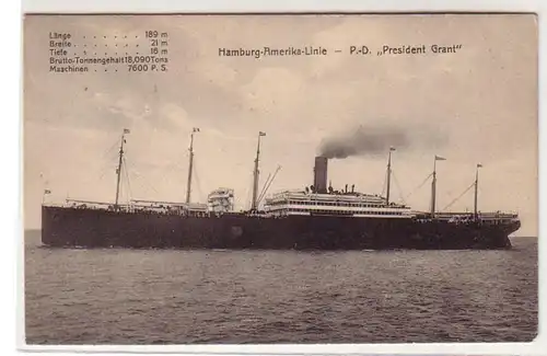 56640 Ak Hamburg Amerika Linie Postdampfer "President Grant" um 1915