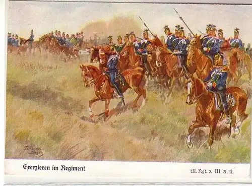 56617 Ak "Exercer dans le régiment" Ulanen Régiment 3 III.A.K. vers 1930