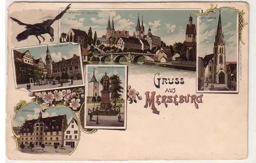 56608 Ak Lithographie Gruß aus Merseburg 1903