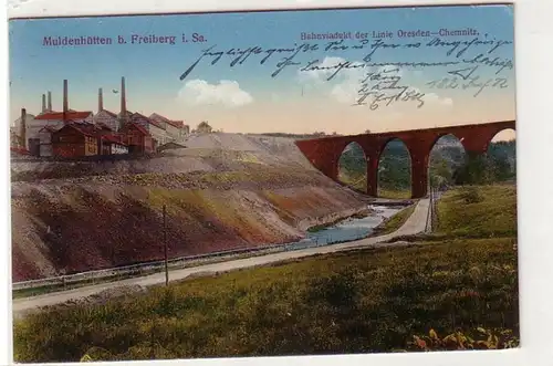 56566 Feldpost Ak Muldenhütten bei Freiberg in Sa. Bahnviadukt 1916