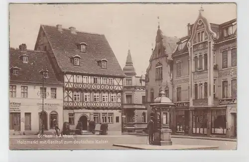 56562 Ak Cöthen Holzmarkt mit Gasthof zum deutschen Kaiser 1926