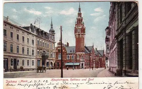 56497 Ak Dahme (Mark) Hauptstrasse, Rathaus und Post 1902