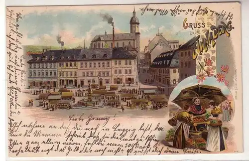 56481 Ak Lithographie Gruß aus Annaberg 1906