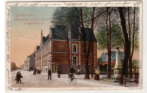 56479 Ak Luckenwalde Wilhelmstraße kaiserl. Postamt, Kriegerdenkmal 1915