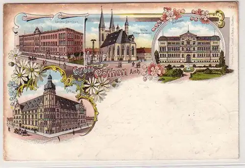 56471 Ak Lithographie Gruß aus Cöthen in Anhalt 1898