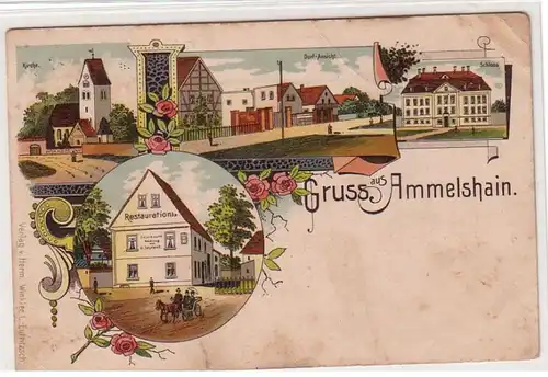 56470 Ak Lithographie Gruß aus Ammelshain um 1900