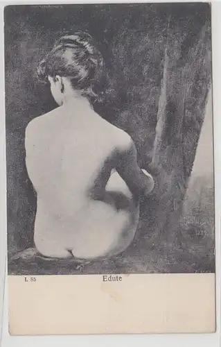 56445 Erotik Ak "Edute" nackte Dame Rückenansicht, Frauenakt um 1910