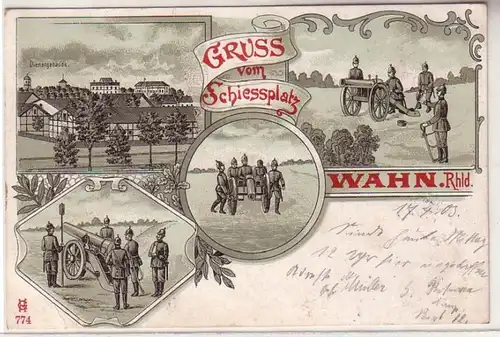 56443 Ak Lithographie Gruß vom Schiessplatz Wahn Rheinland 1903