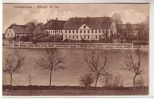 56427 Feldpost Ak Schweikershain Rittergut mit See 1918