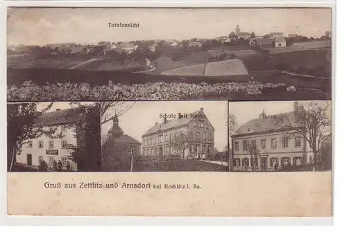56413 Mehrbild Ak Gruß aus Zettlitz und Arnsdorf bei Rochlitz i. Sa. um 1920