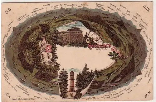 56341 Ak Lithographie Gruß vom Hochwald bei Oybin um 1900