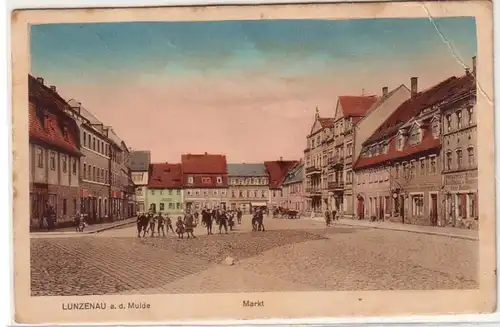 56331 Ak Lunzenau an der Mulde Markt 1915