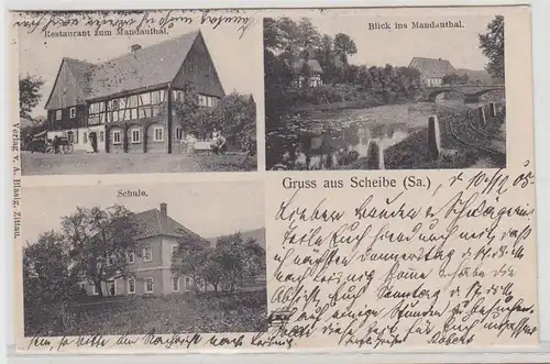 56307 Mehrbild Ak Gruß aus Scheibe Restaurant, Schule 1905