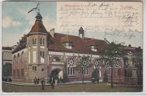 56296 Präge Ak Meuselwitz S.-A. Turnhalle um 1900