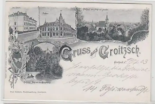 56284 Ak Lithographie Gruss aus Groitzsch um 1903