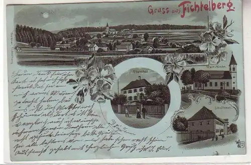 56251 Mondscheinkarte Gruß aus Fichtelberg um 1900