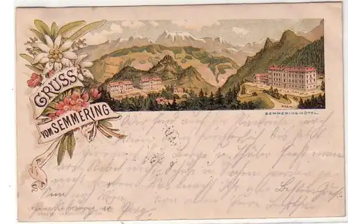 56201 Ak Lithographie Salutation du Semmering Hotel vers 1900