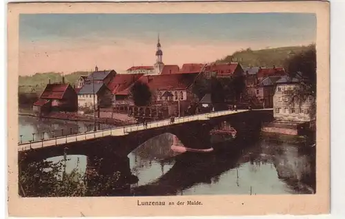 56177 Ak Lunzenau an der Mulde Muldenbrücke 1917