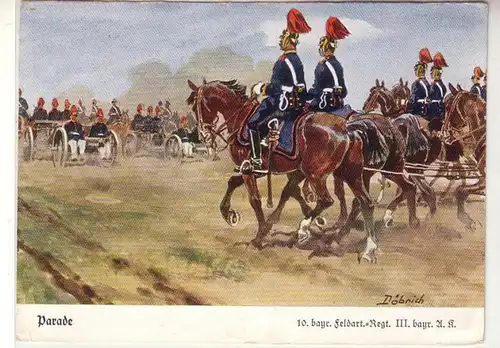 56090 Ak "Parade" 10. bayr. Feldartillerie Regiment III. bayr.A.K. um 1930