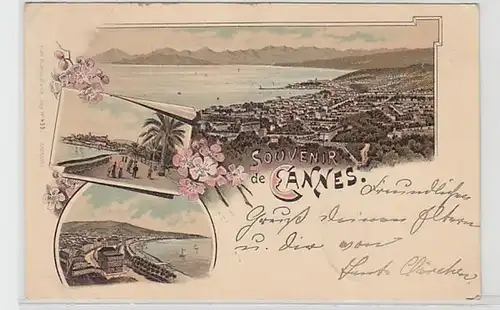 56071 Ak Lithographie Souvenir de Cannes 1897