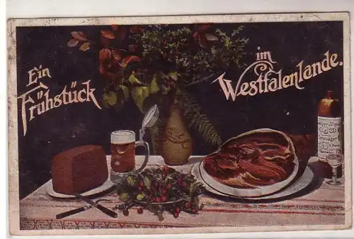 56040 Ak Ein Frühstück im Westfalenlande 1920