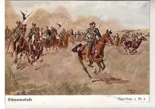 55988 Ak "Schwarmattacke" Jäger Regiment zu Pferde Nr.2