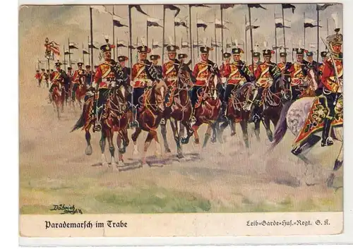 55986 Ak "Parademarsch im Trabe" Leib Garde Husaren Regiment G.K.