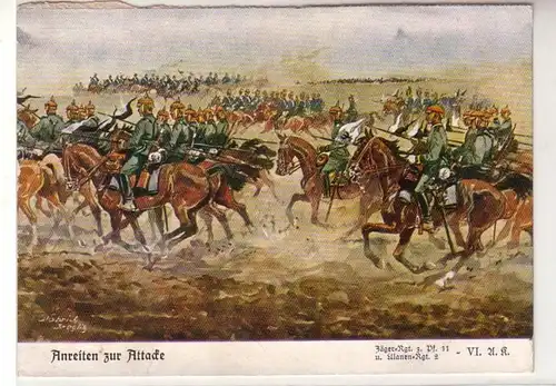 55985 Ak "Anreiten zur Attacke" Jäger Regiment zu Pferd 11 und Ulanen Regiment 2