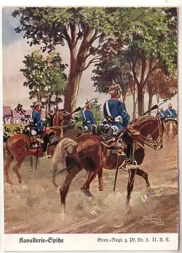 55974 Ak "Cavalerie Dentelle" Régiment de Gren. à chevaux n°3 II.A.K. vers 1930
