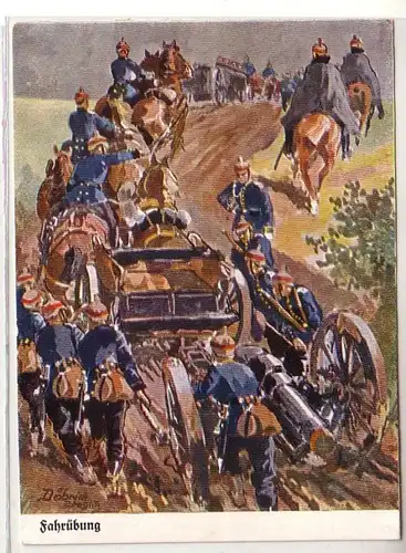 55972 Ak "Fahrübung Pferdefuhrwerk mit Geschütz" um 1930