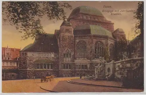 55961 Judaika Ak Essen Synagogue avec fontaine du siècle 1917