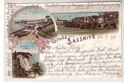 55940 Ak Lithographie Salutation en Sassnitz 1898