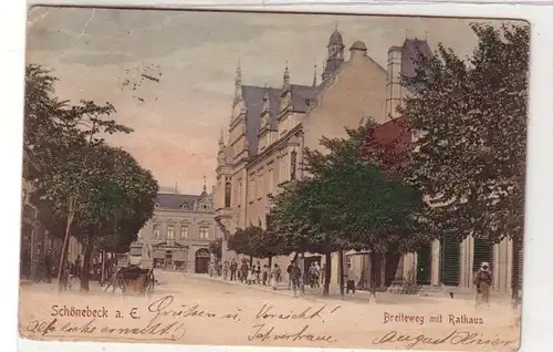 55869 Ak Schönebeck an der Elbe Breiteweg mit Rathaus 1905