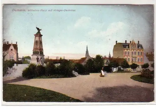 55864 Ak Demmin Wilhelmsplatz avec monument guerrier 1909