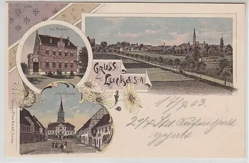 55823 Ak Lithographie Gruß aus Lucka S.-A. 1903